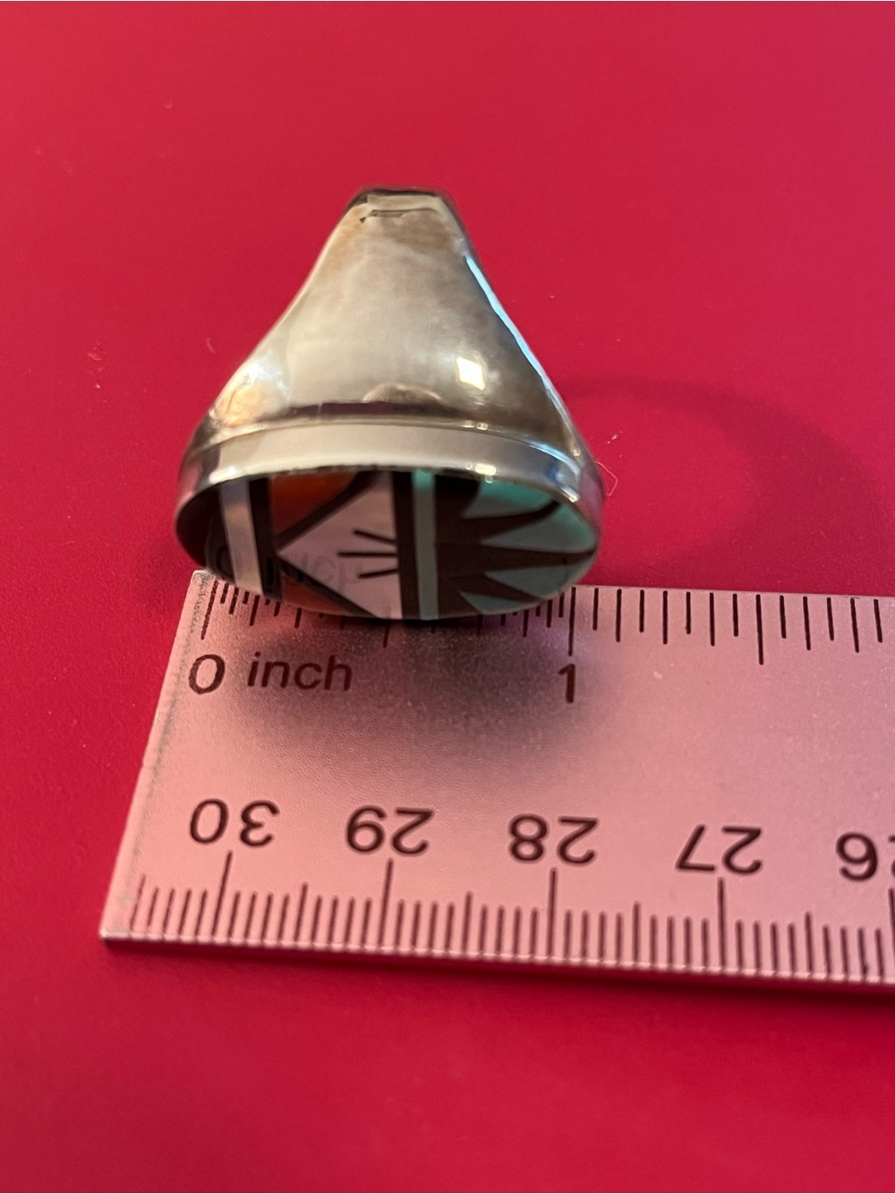 Native American  Men’s Zuni Inlay Ring - Picture 9 of 13